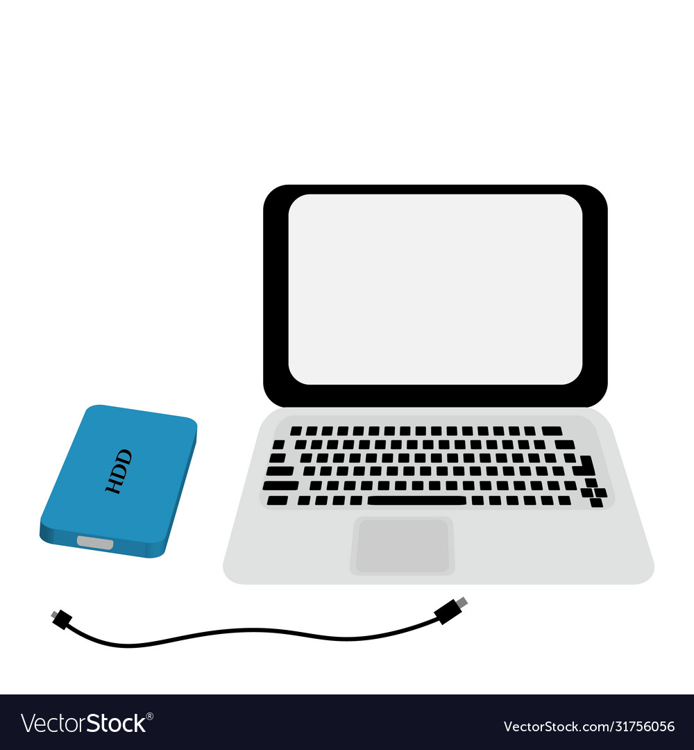 Hdd hard disk external storage and computer vector image Hdd hard disk external storage and computer