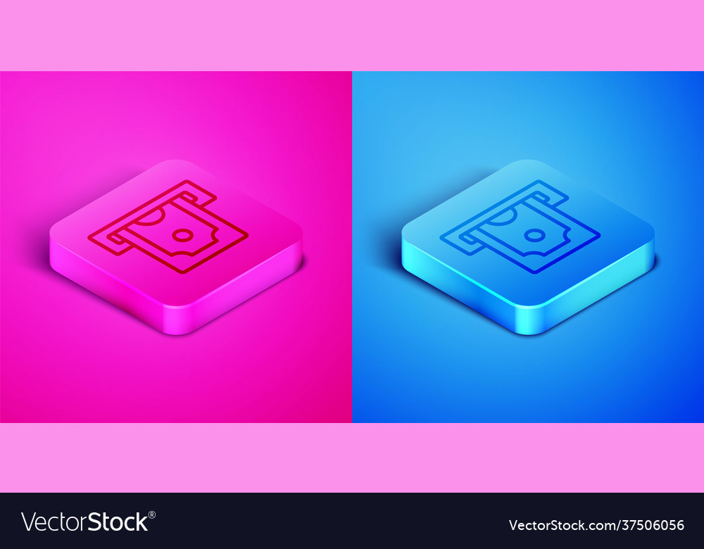 Isometric line atm - automated teller machine vector image Isometric line atm - automated teller machine