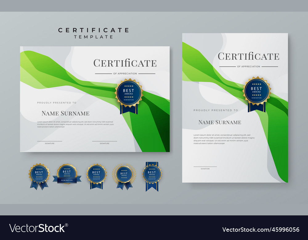 Modern elegant green diploma certificate template