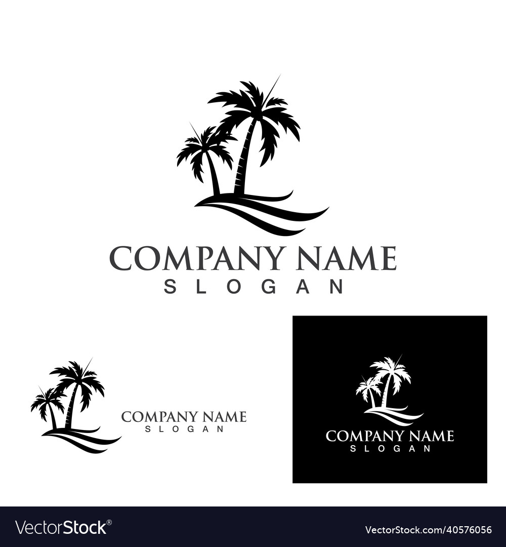 Palm tree summer logo template Royalty Free Vector Image