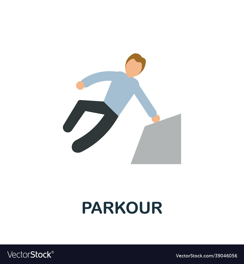 Parkour icon flat sign element from extreme sport