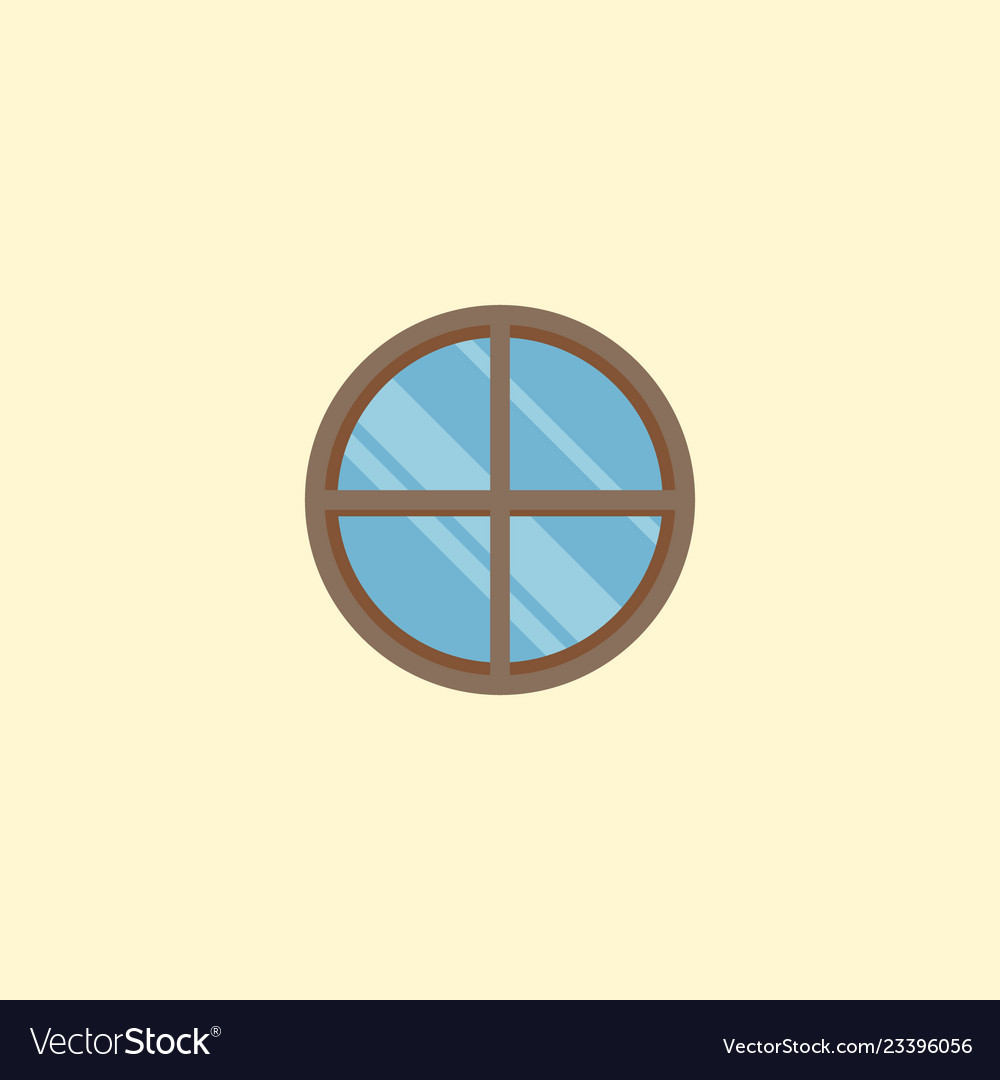 Round window icon flat element Vector Image Round window icon flat element