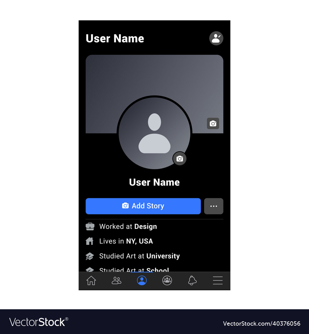 Screen interface in social media application vector image Screen interface in social media application
