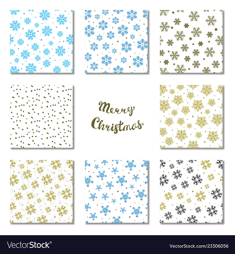 Snowflake patterns collection or seamless snow