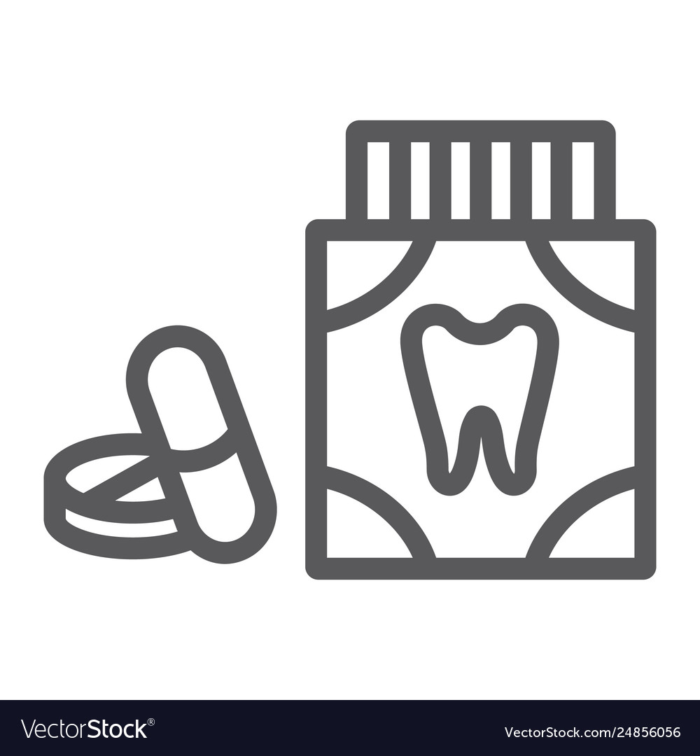 Zahnschmerzen Schmerztabletten Linie Icon