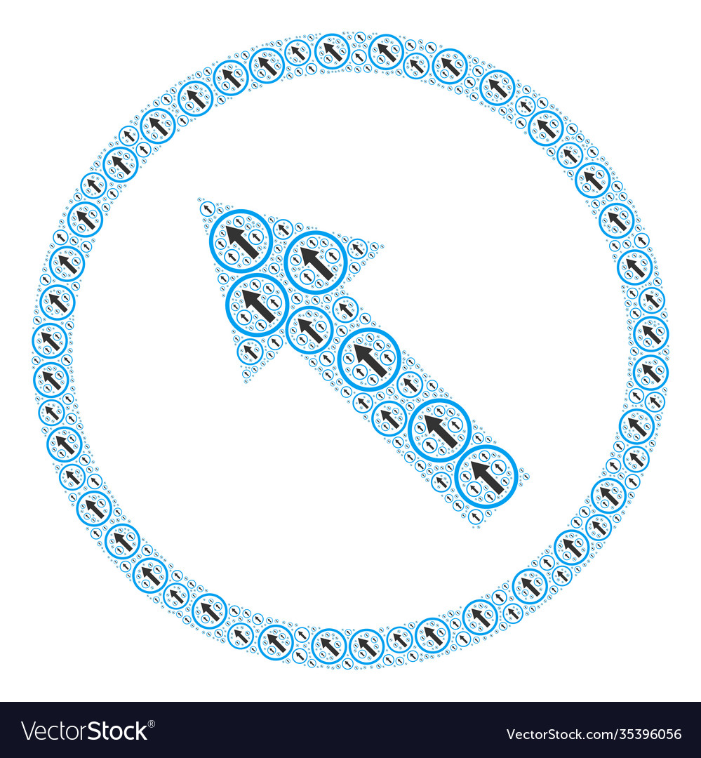 Up-left rounded arrow recursive collage itself