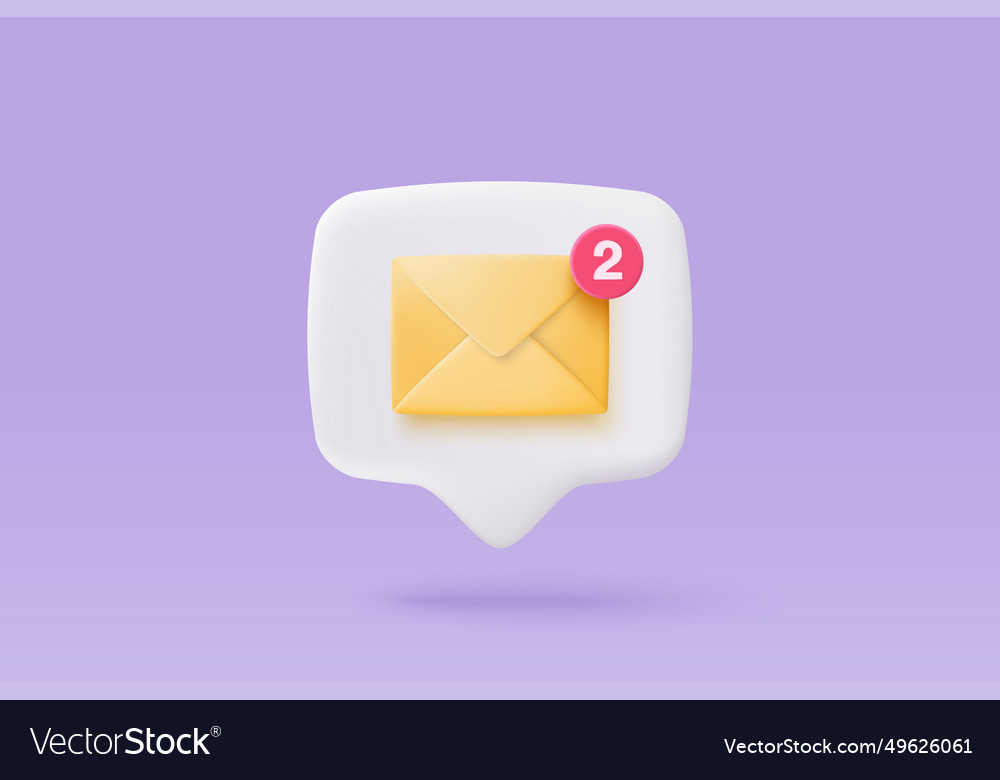 3d mail envelope icon with notification new