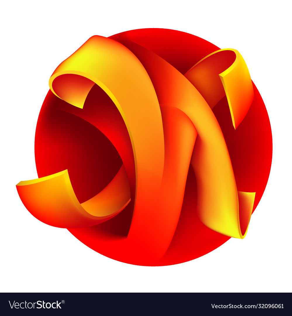 Abstract red ribbon plexus icon on circle