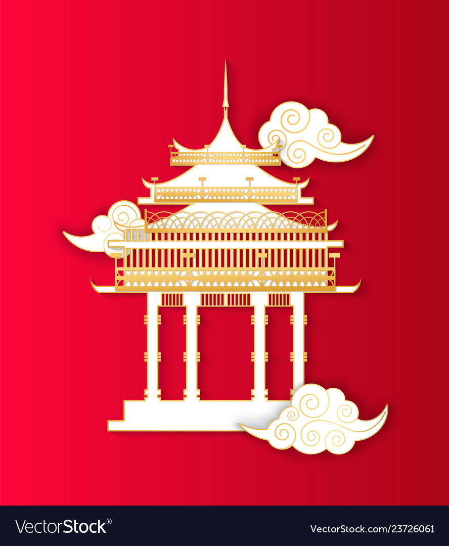Asian architecture building in style icon vector image Asian architecture building in style icon