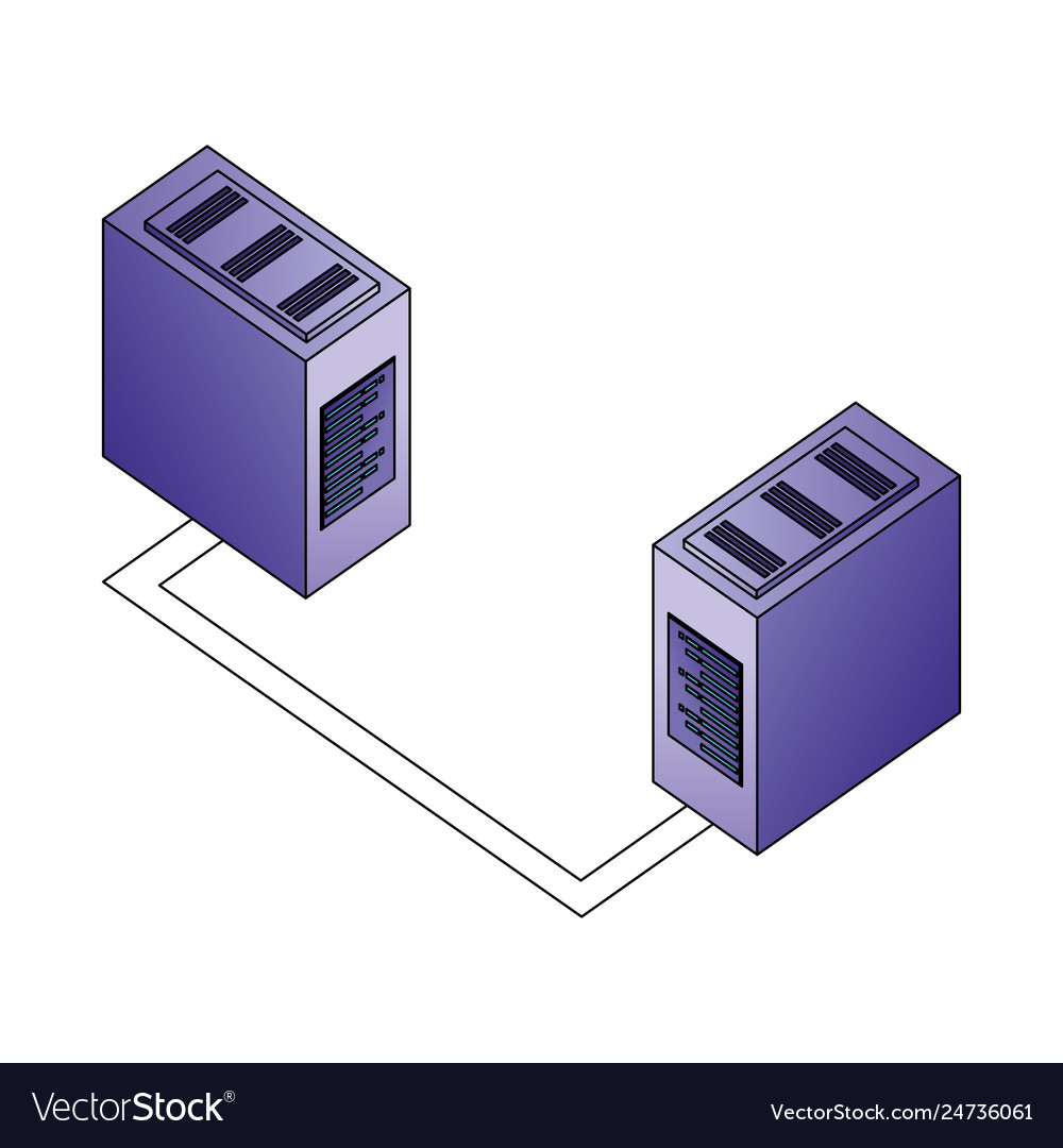 Database server center connection network data vector image Database server center connection network data