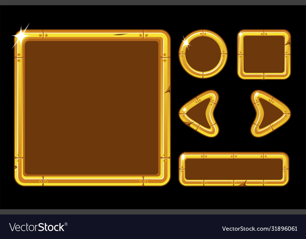 Game ui kit golden user interface for vector image Game ui kit golden user interface for