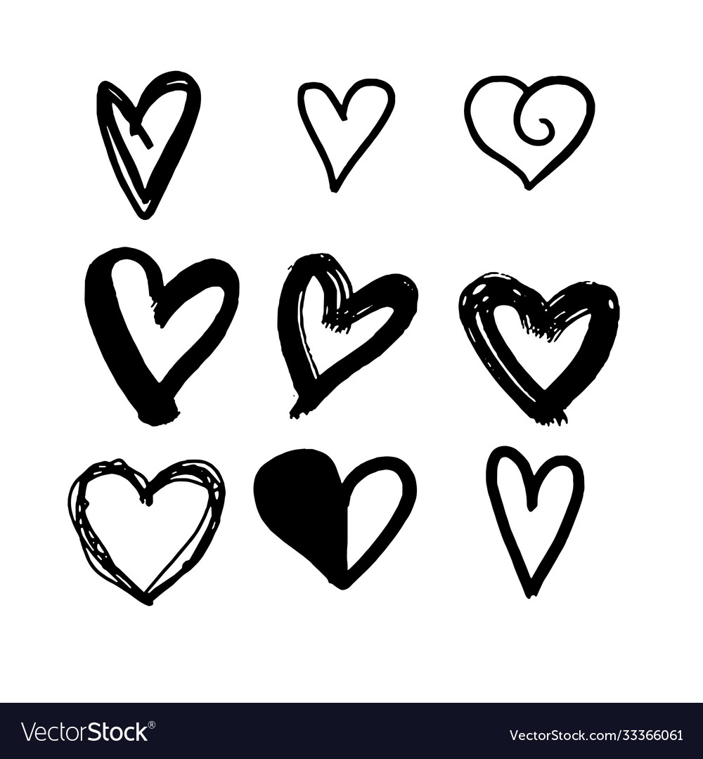 Hearts set different style and shape vector image Hearts set different style and shape
