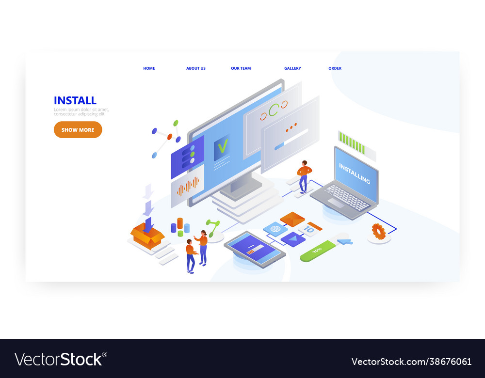 Install landing page design website banner