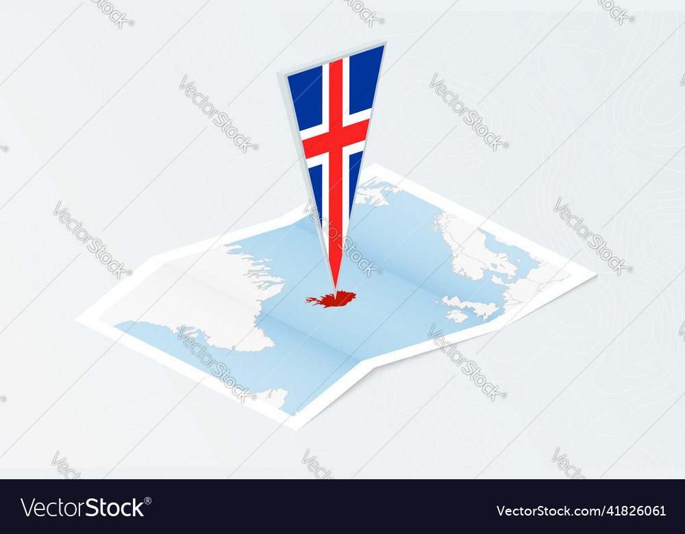 Isometric paper map of iceland with triangular Vector Image Isometric paper map of iceland with triangular