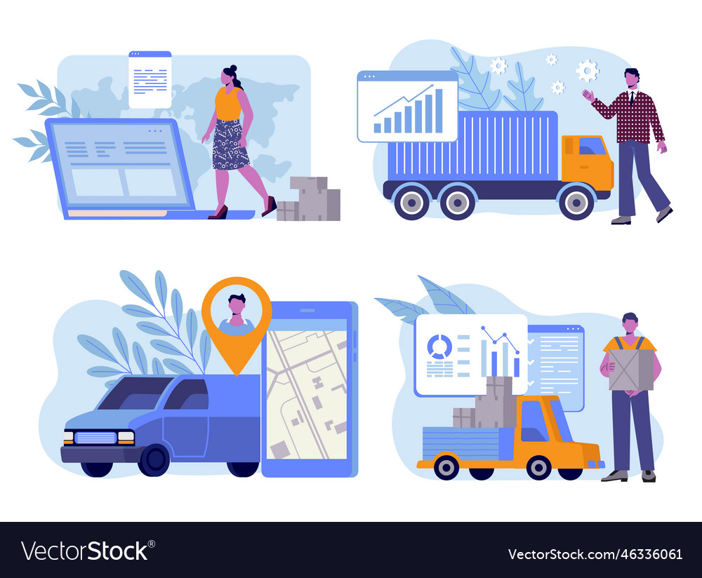 Logistic service set vector image Logistic service set