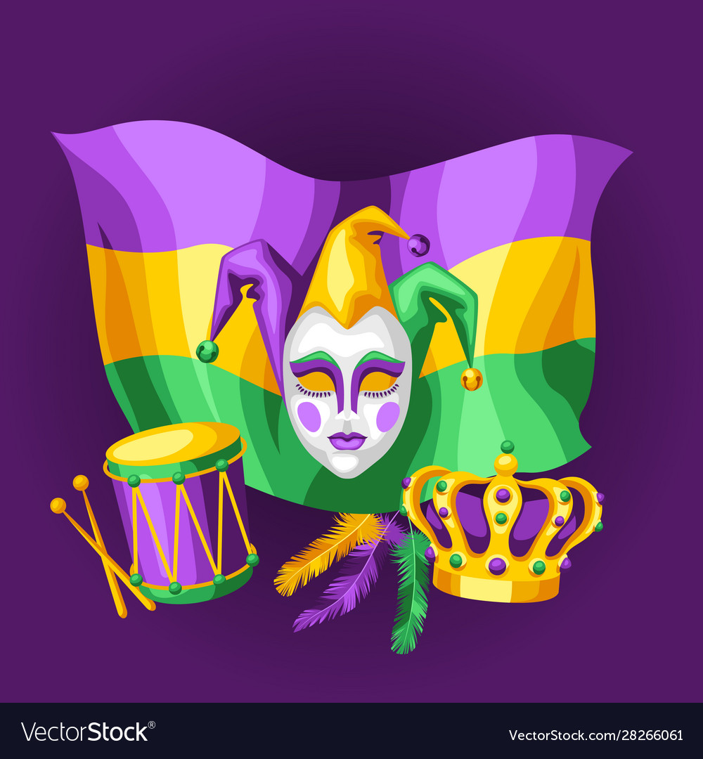 Mardi Gras Party Greeting Or Invitation Card Vector Image