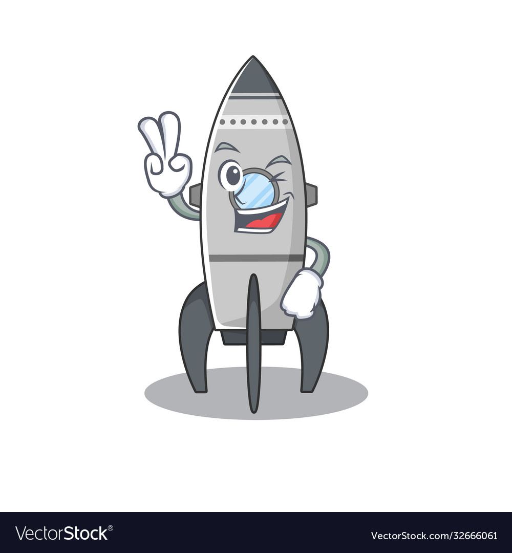 Mascot funny rocket cartoon character with two