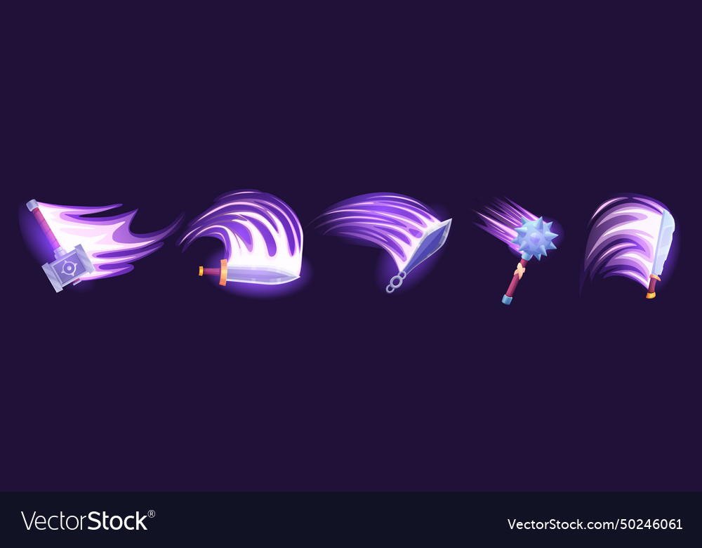 Medieval weapon attack effect swords and hammer Vector Image