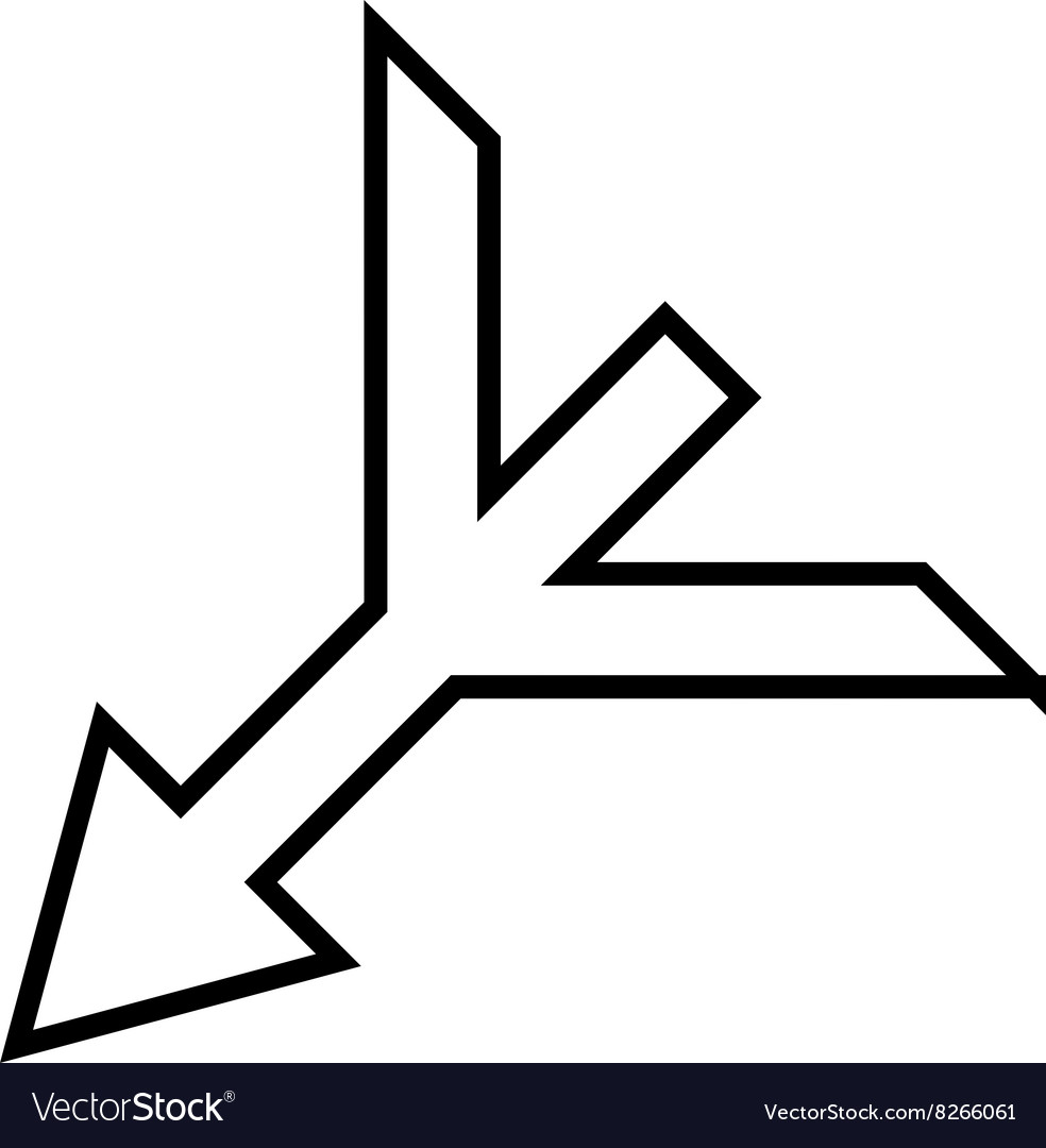 Merge arrow left down contour icon
