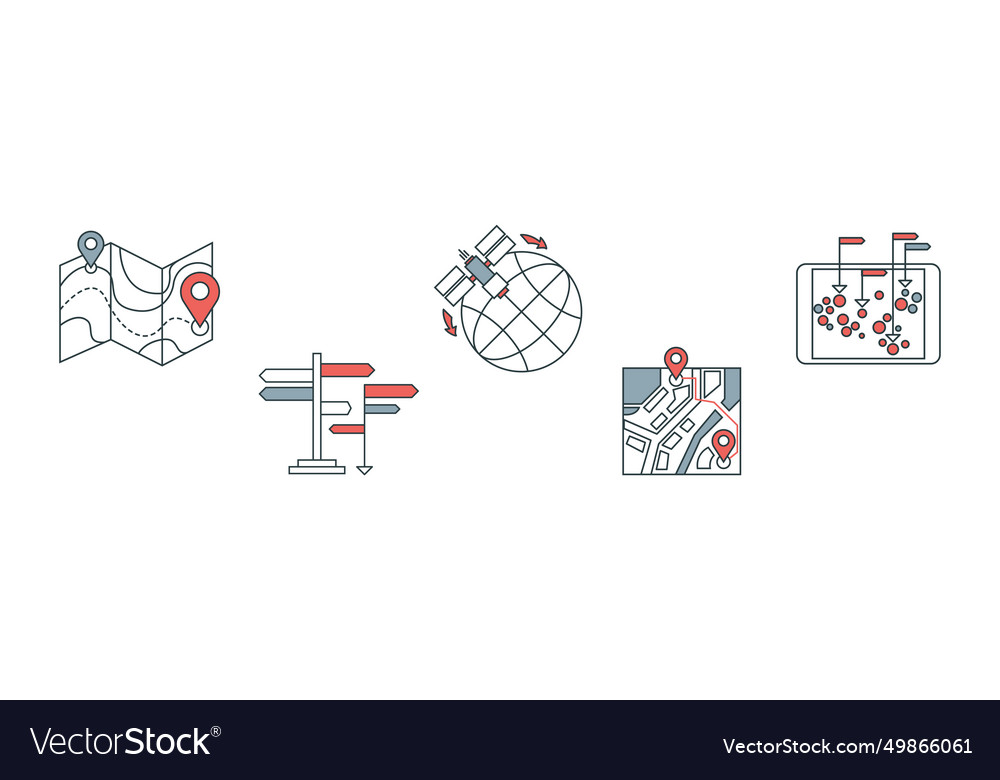 Navigation and route direction simple line icon vector image Navigation and route direction simple line icon
