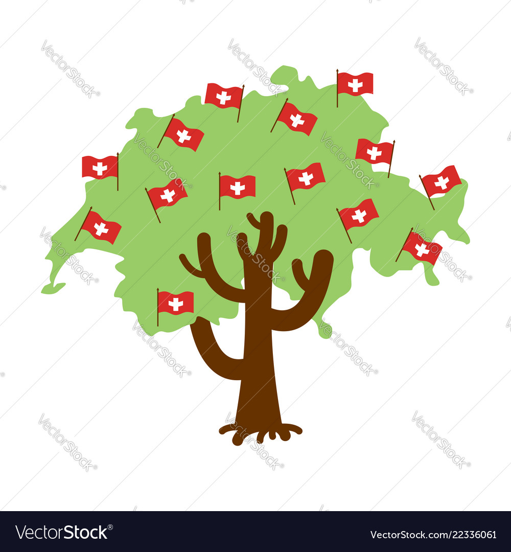 Patriotic tree switzerland swiss flag