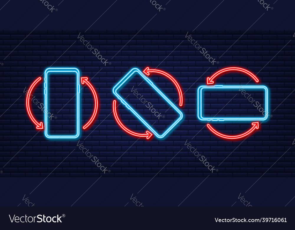 Rotate smartphone isolated icon neon device vector image Rotate smartphone isolated icon neon device