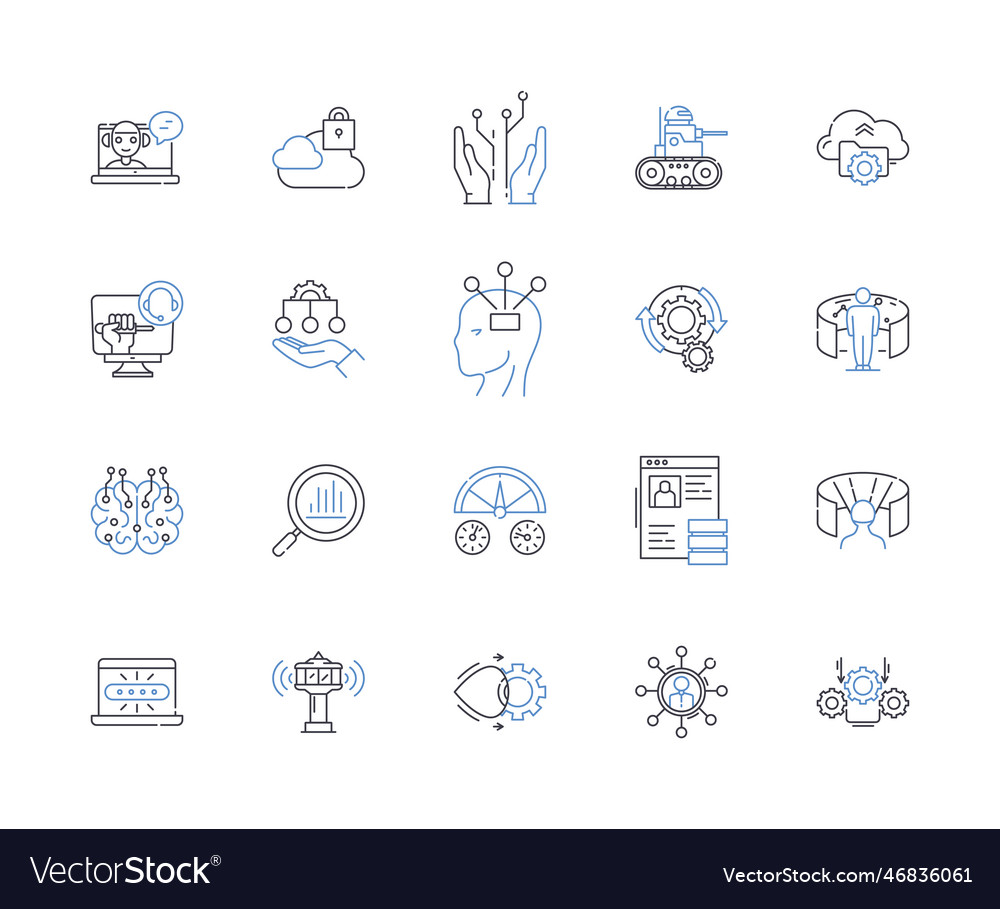 Sales automation line icons collection efficiency vector image Sales automation line icons collection efficiency