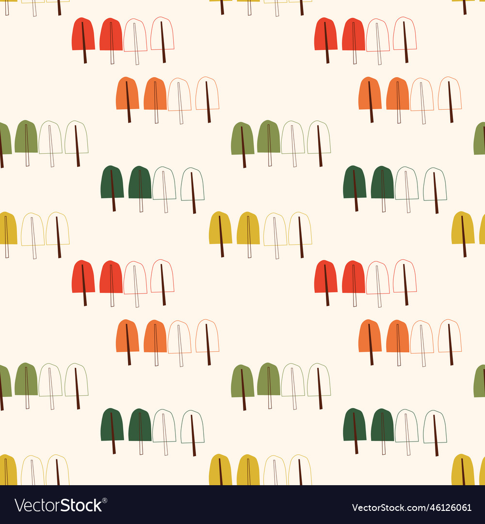 Seamless pattern with colorful tree motifs