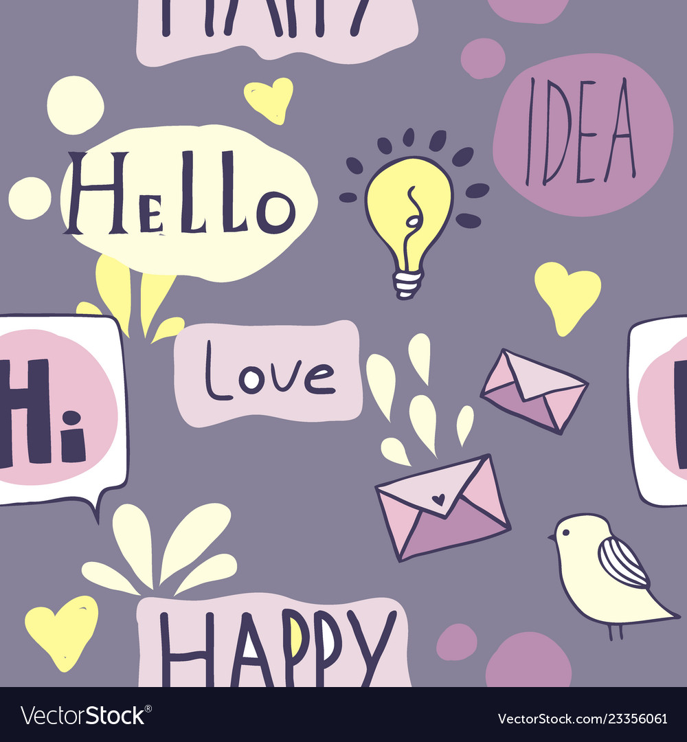 Seamless pattern with icons and speech bubbles Vector Image Seamless pattern with icons and speech bubbles
