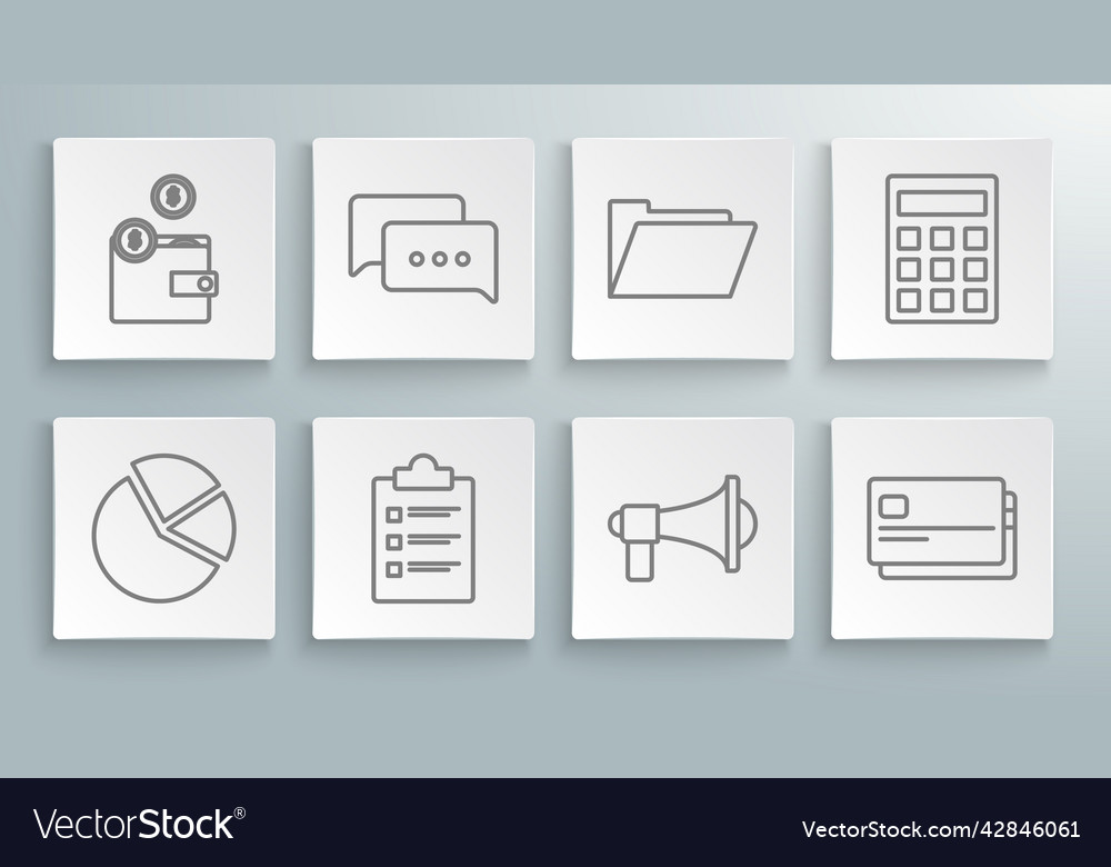 Set line pie chart infographic speech bubble chat vector image Set line pie chart infographic speech bubble chat