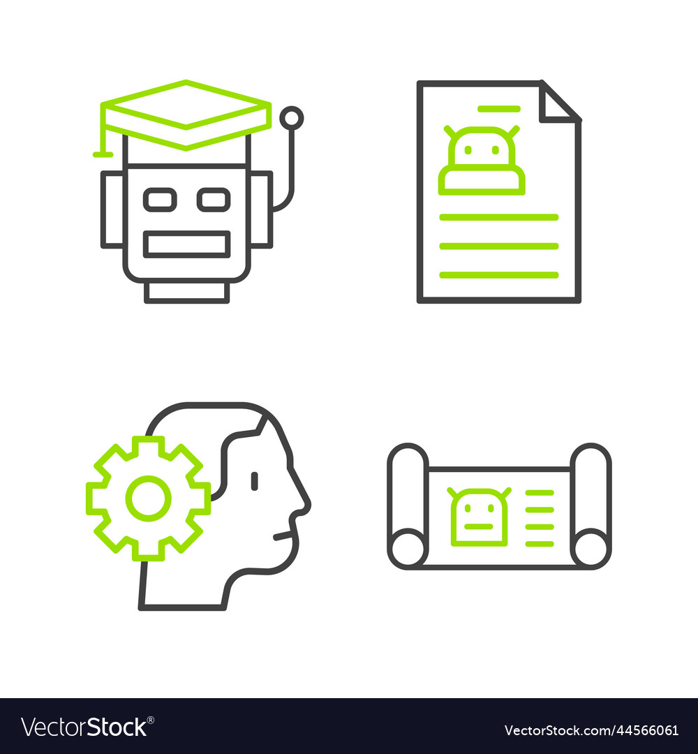 Set line robot blueprint humanoid vector image Set line robot blueprint humanoid