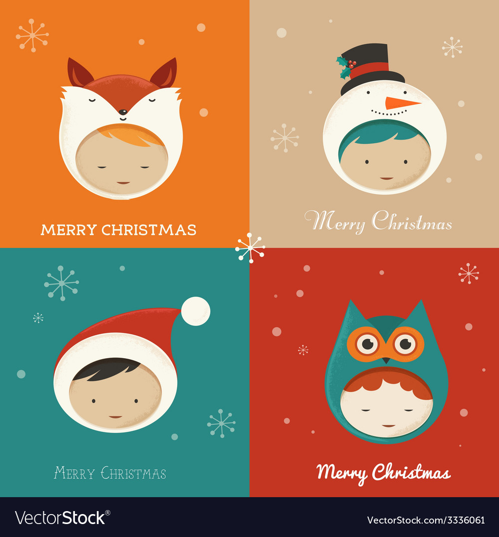 Set of cute xmas cards