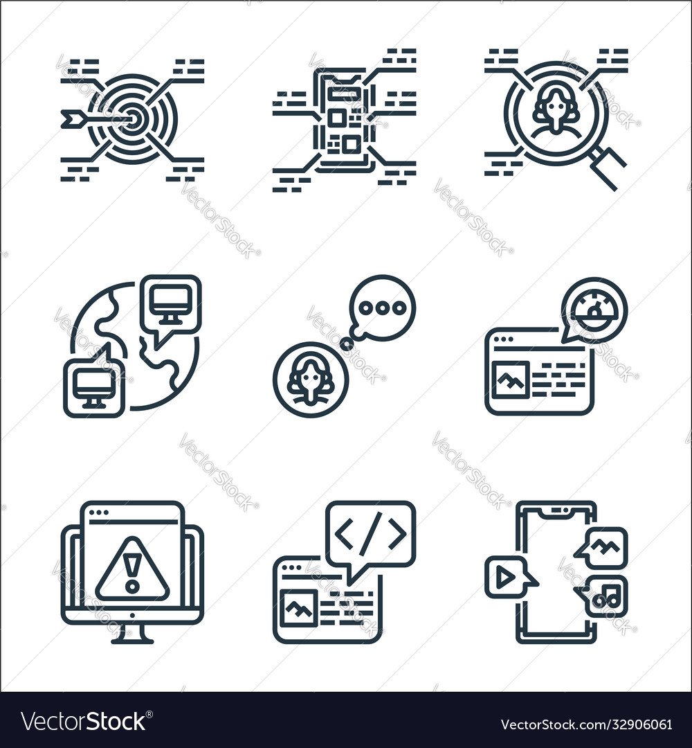User experience line icons linear set quality vector image User experience line icons linear set quality