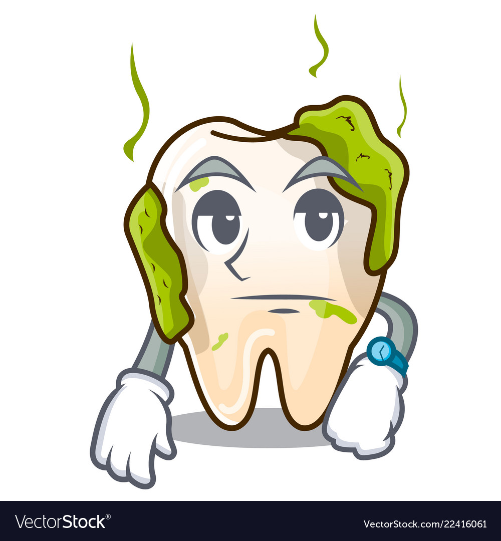 Waiting cartoon decayed tooth with dental caries Vector Image