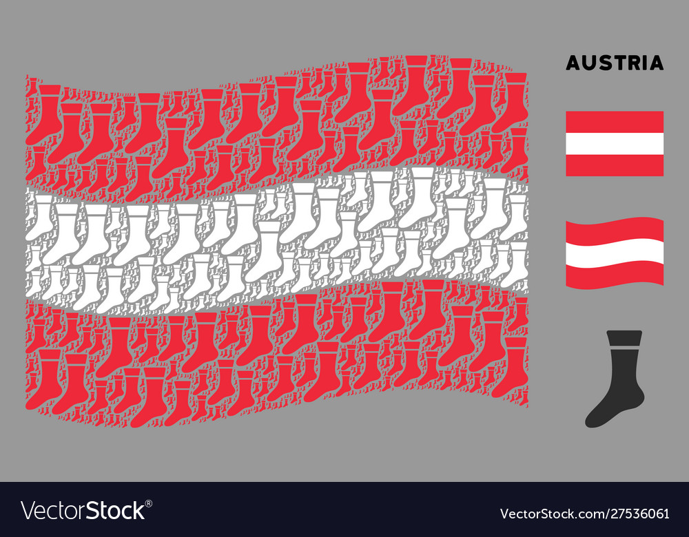 Waving austrian flag pattern sock items vector image Waving austrian flag pattern sock items