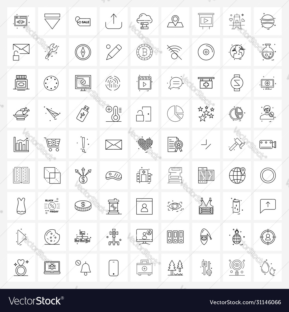 81 interface line icon set modern symbols