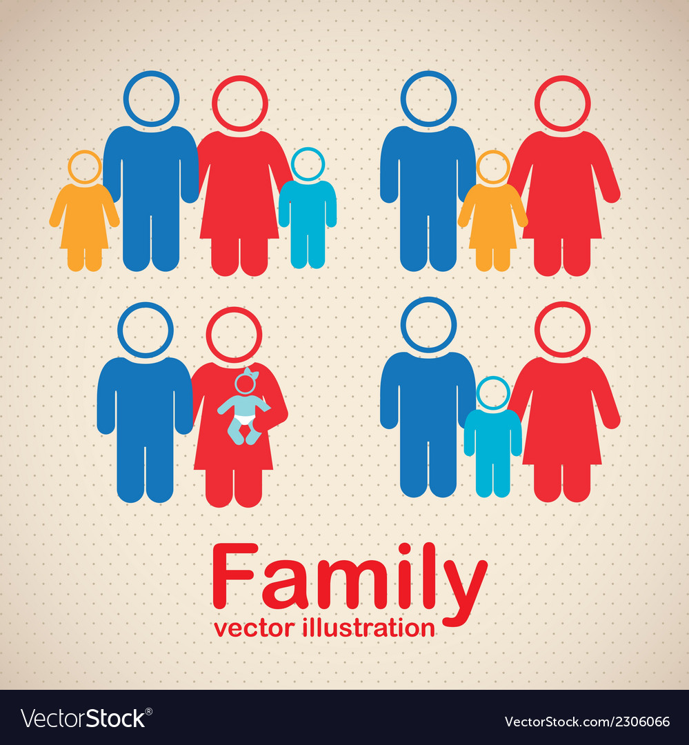 Family icons isolated on beige background