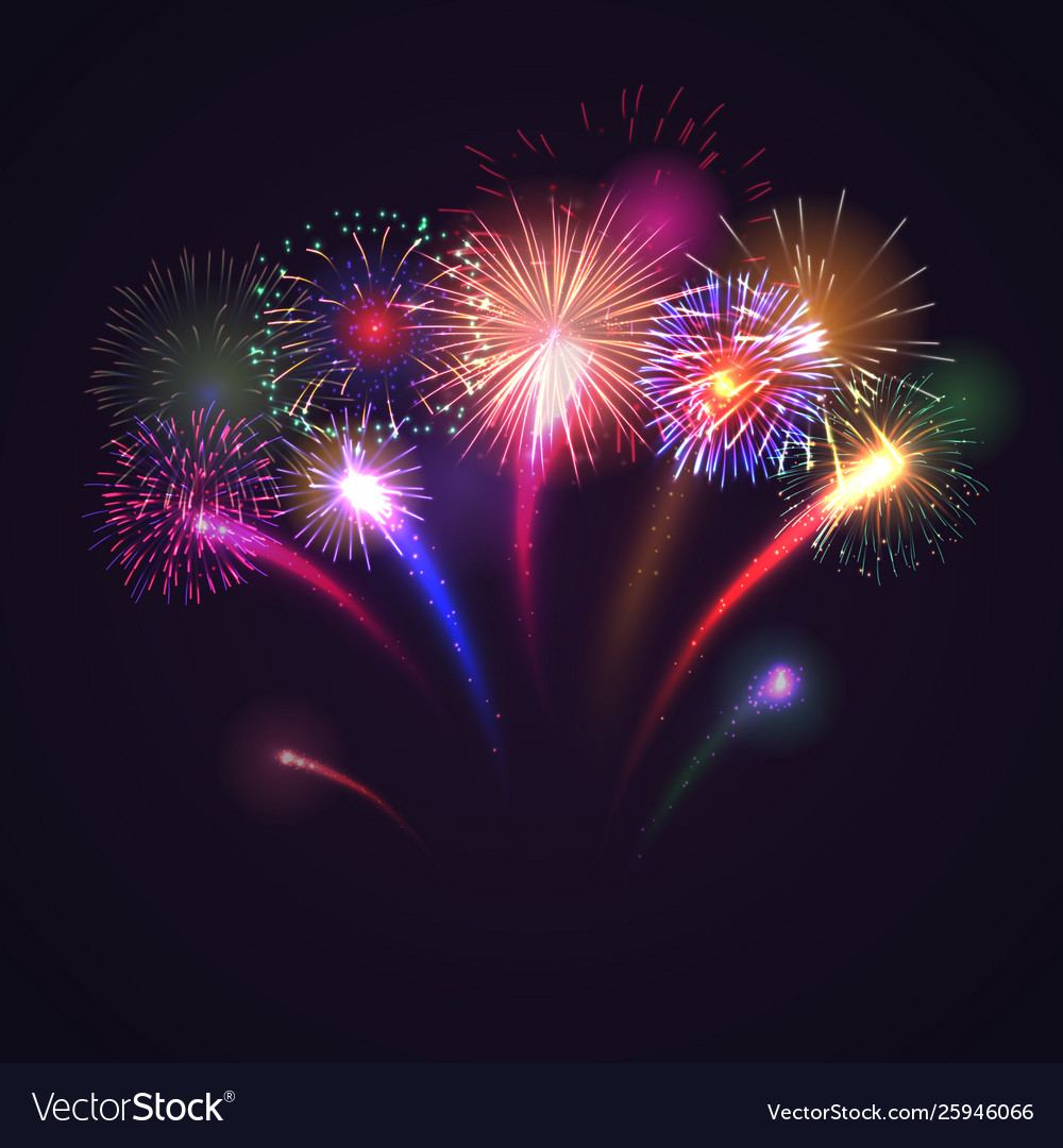 Fireworks festive background with shining sparks Vector Image