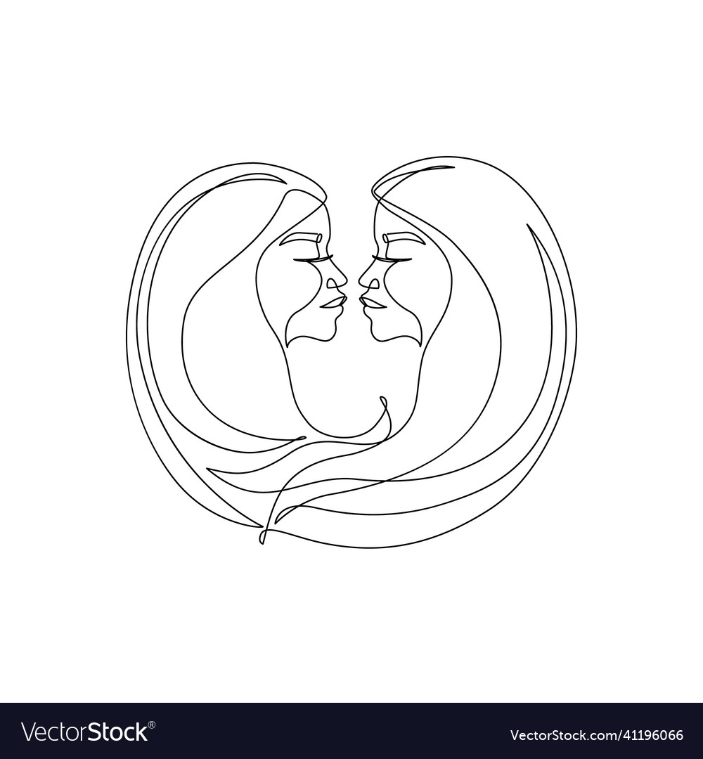 Gemini Zodiac Sign - One Line Art