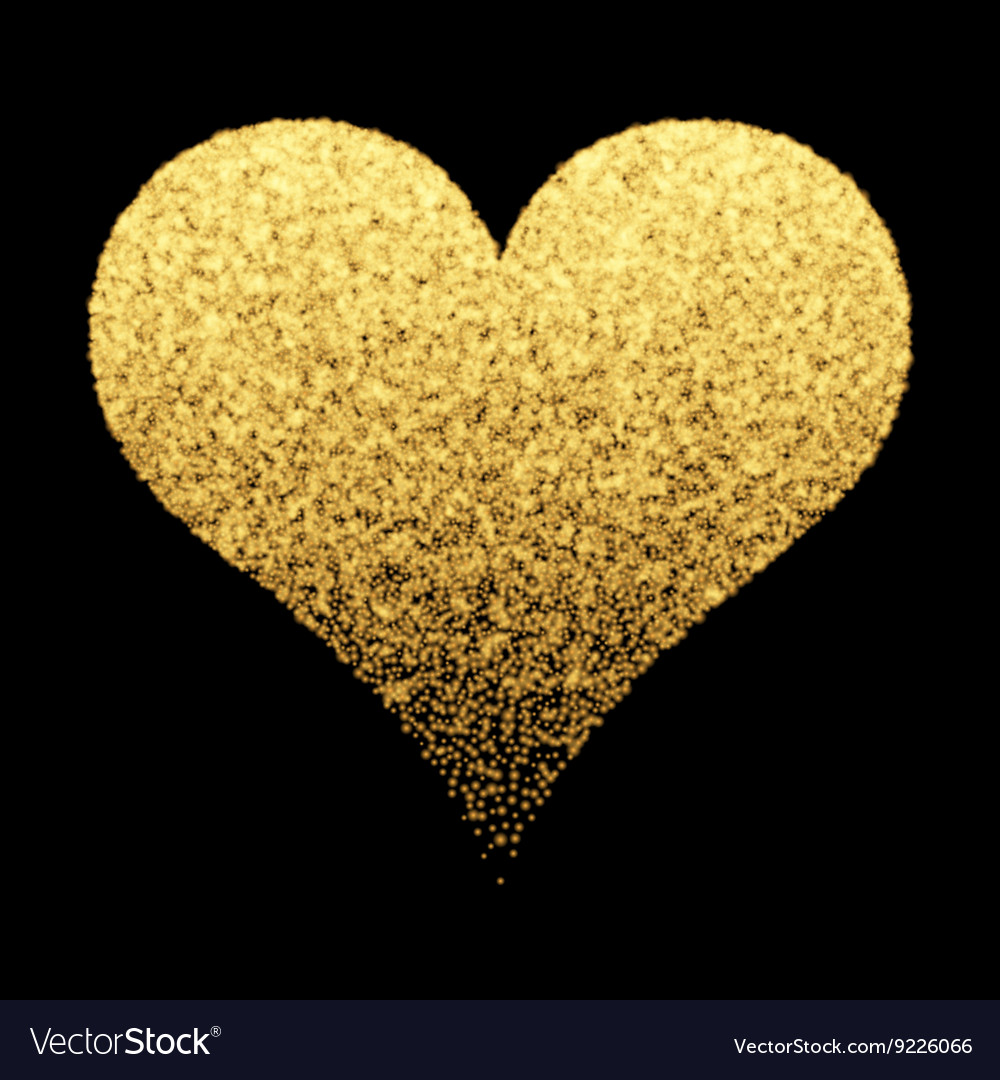 Gold sparkle heart background Royalty Free Vector Image