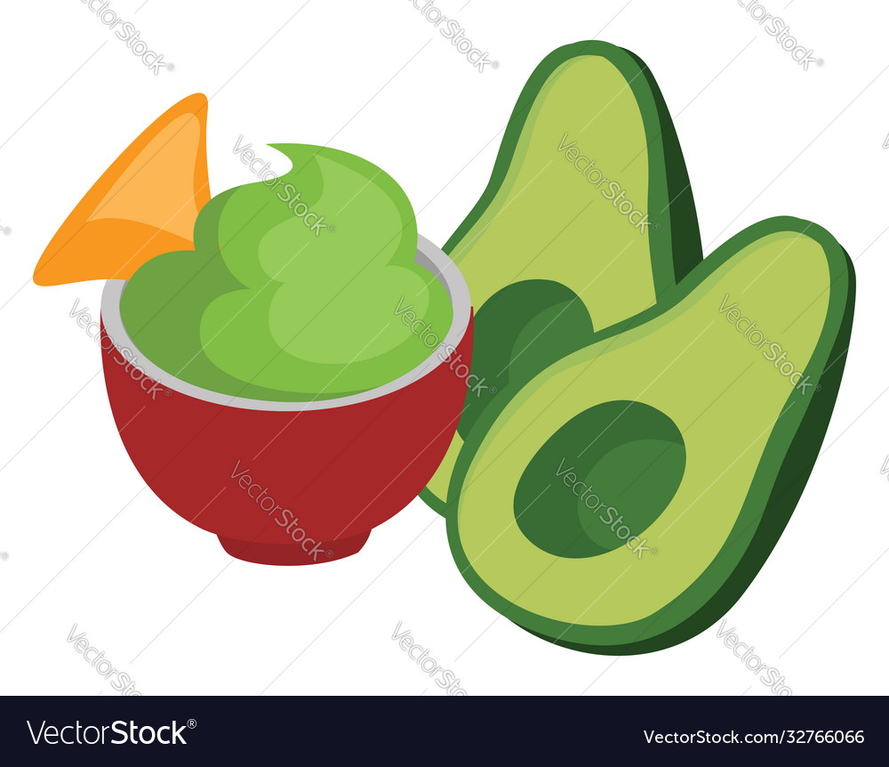 Green guacamole on white background Royalty Free Vector