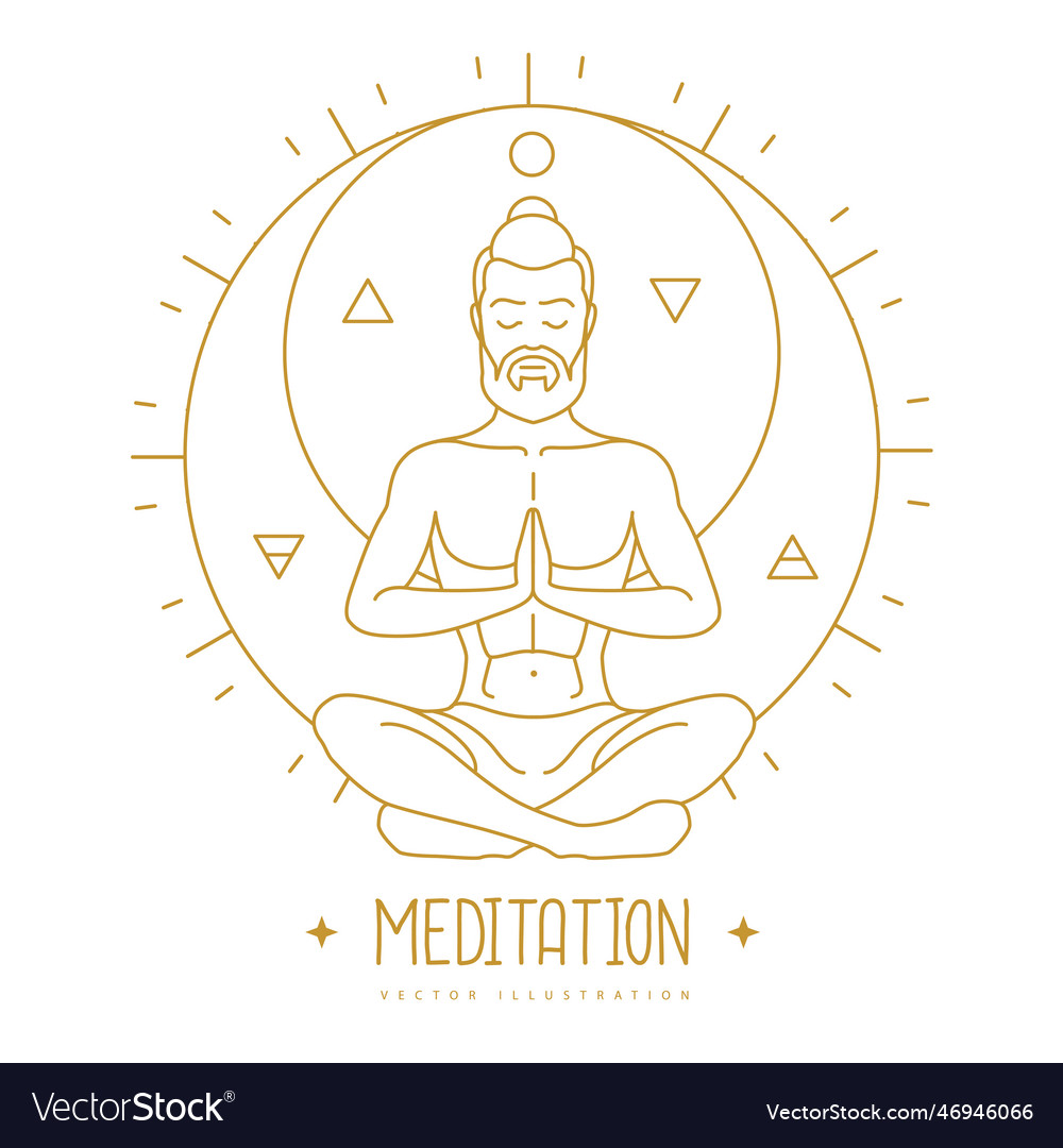 Handsome man meditation in lotus position Vector Image