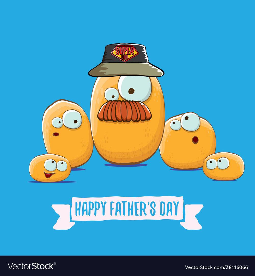 Happy fathers day greeting card with cartoon Vector Image