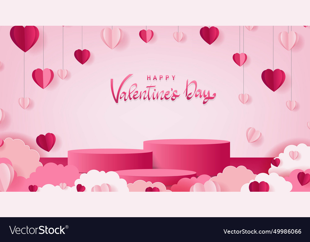 Happy valentines day postcard with origami hearts Vector Image