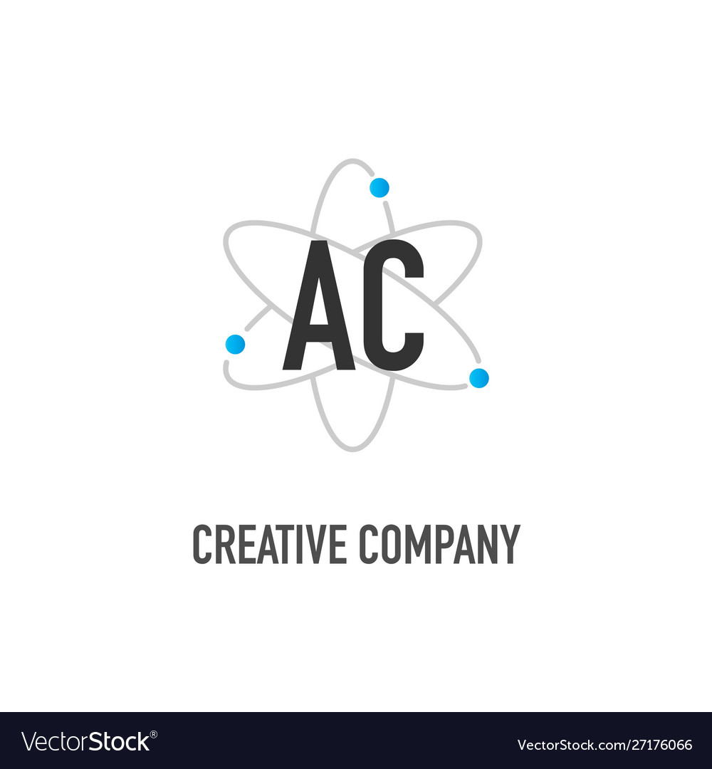 Initial letter ac atom neutron design logo