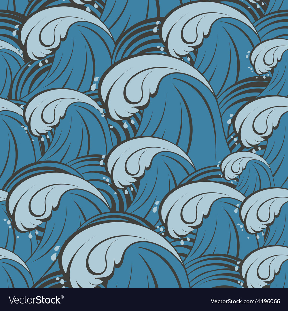 Seamless pattern with sea waves