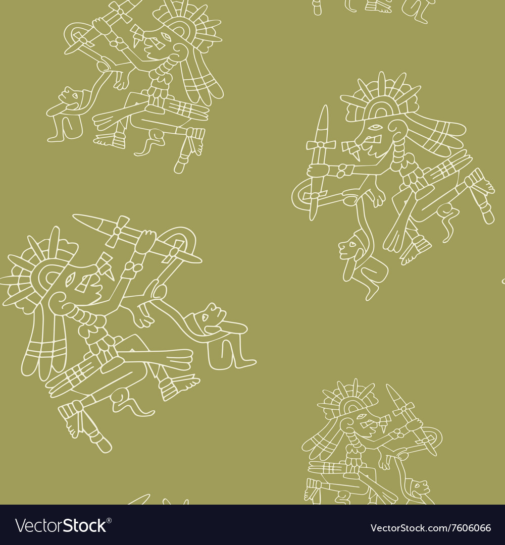Nahtloses Muster mit Symbolen von aztec codices