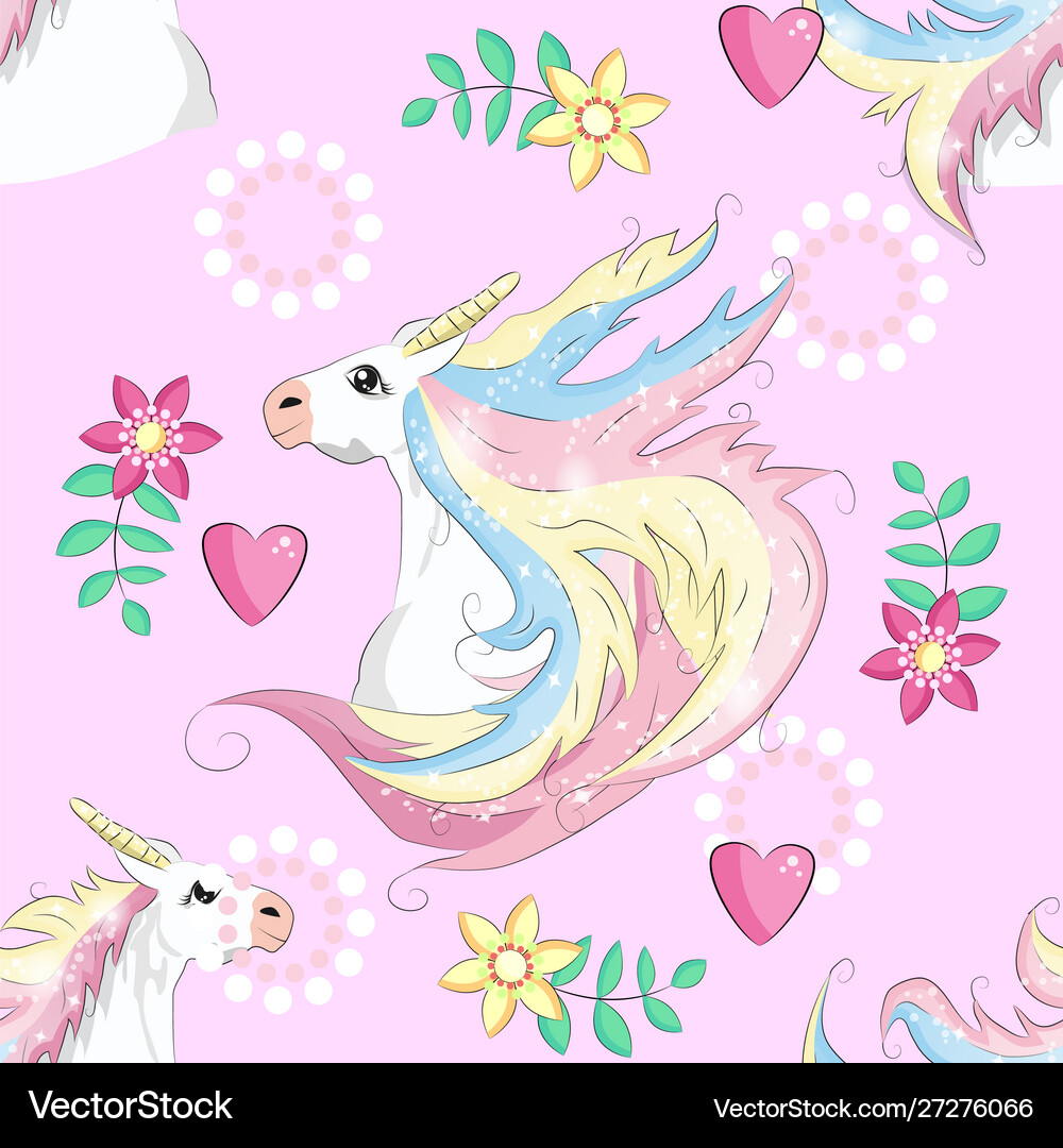 Seamless unicorn pattern magic background Vector Image
