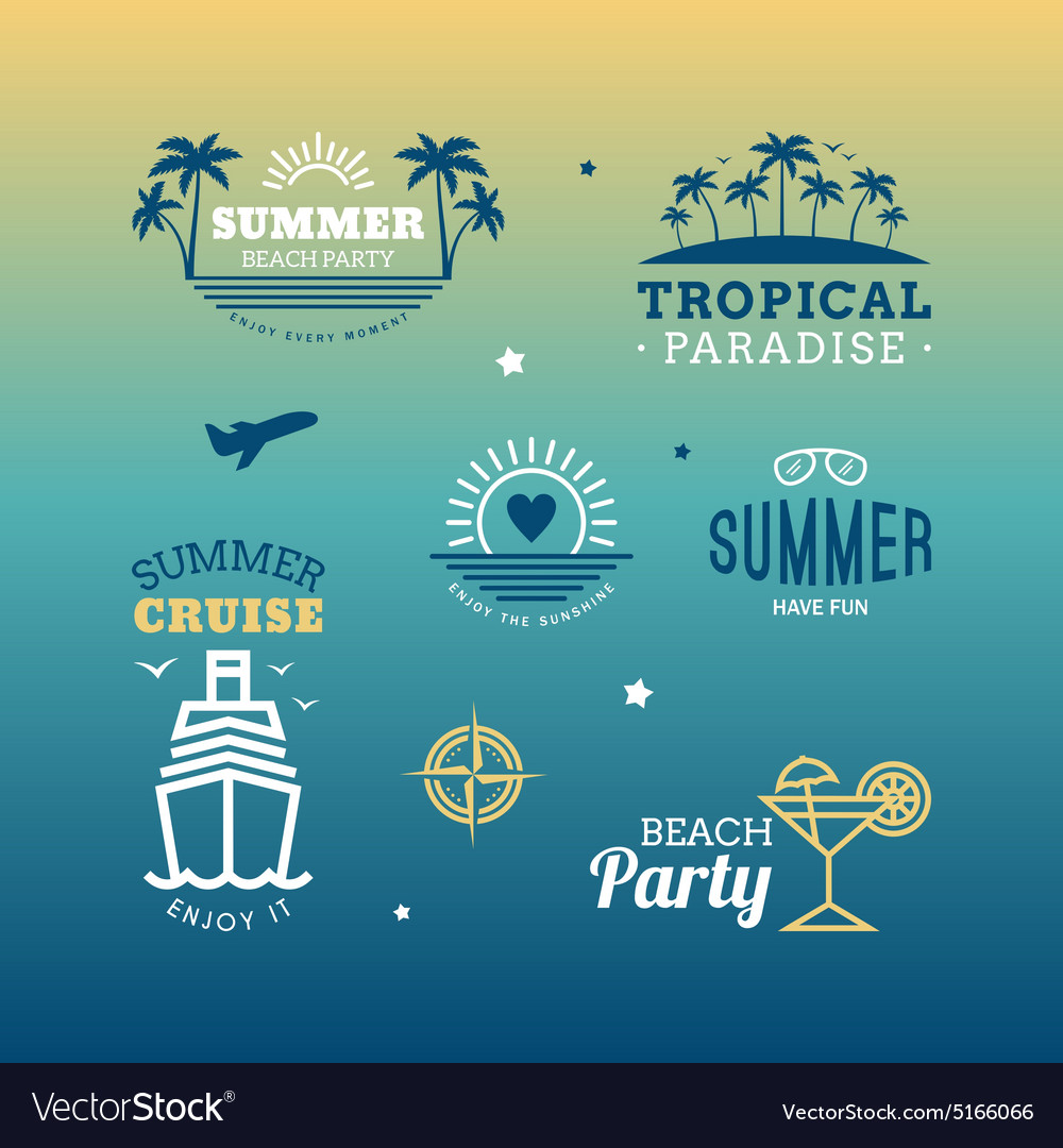 Set of design elements retro summer holidays