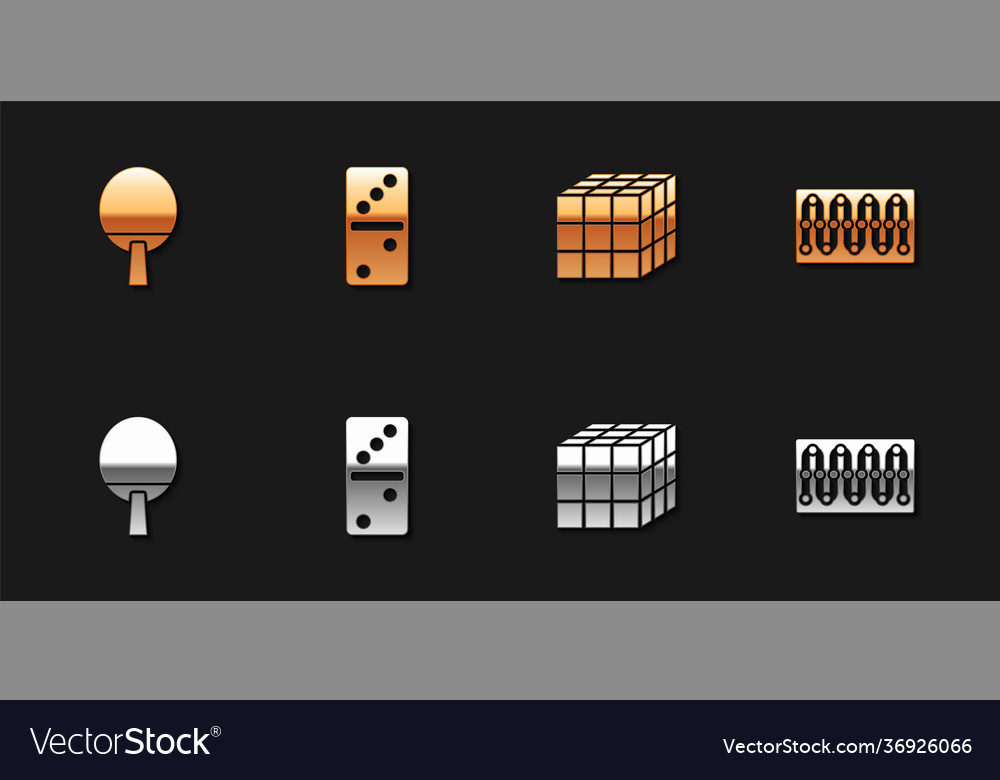 Set racket domino rubik cube and board game icon